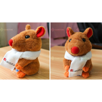 Funny toy: plush handsome hamster with scarf and clients custom logo on it