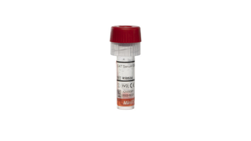 MiniCollect® TUBE 0.5 / 1 ml CAT Serum Clot Activator
red cap