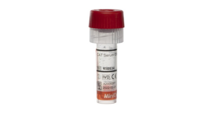 MiniCollect® TUBE 0.5 / 1 ml CAT Serum Clot Activator
red cap