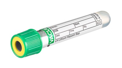 VACUETTE® TUBE 3.5 ml LH Lithium Heparin Separator
13x75 green cap-yellow ring, non-ridged