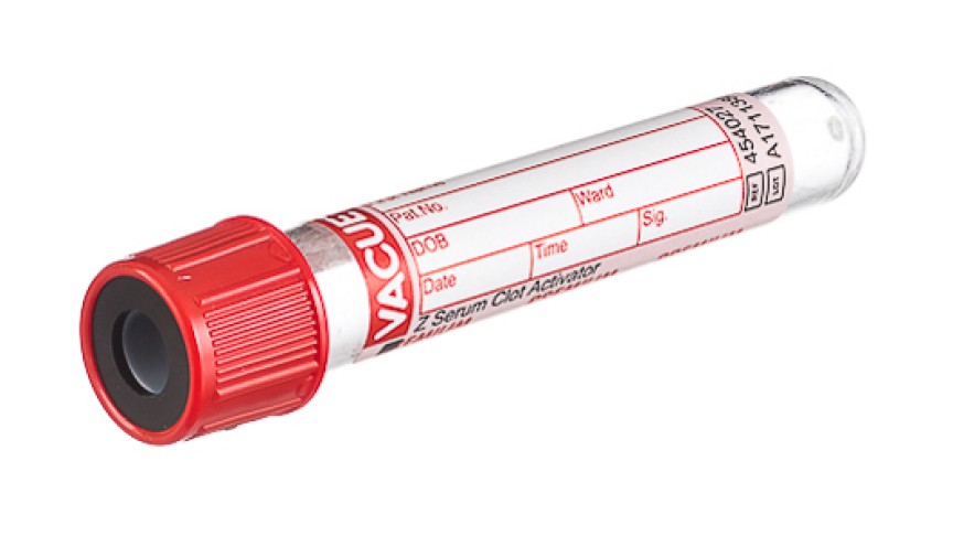 VACUETTE® TUBE 4.5 ml CAT Serum Clot Activator
13x75 red cap-black ring, PREMIUM