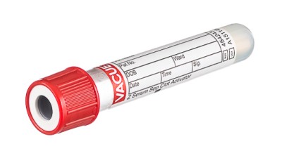 VACUETTE® TUBE 2.5 ml CAT Serum Separator Clot Activator
13x75 red cap-white ring, non-ridged