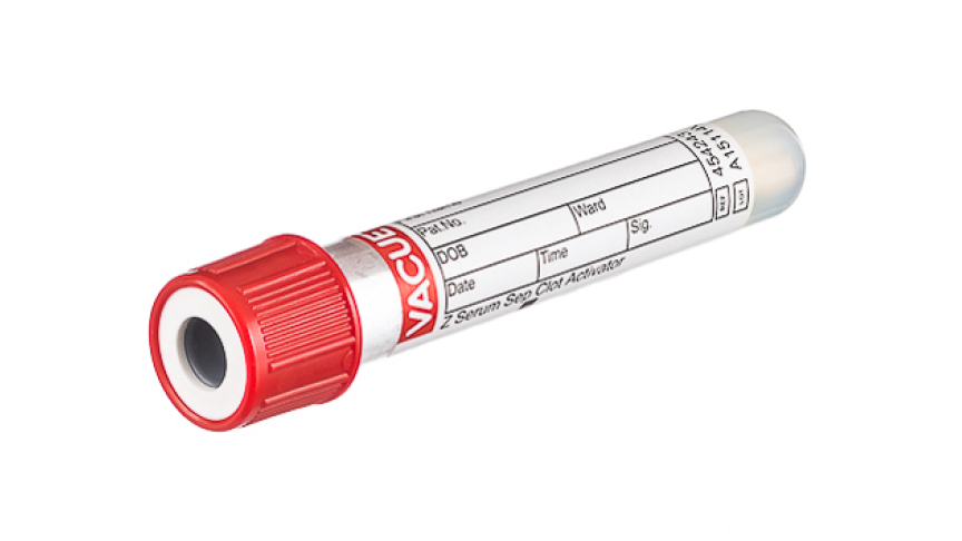 VACUETTE® TUBE 2.5 ml CAT Serum Separator Clot Activator
13x75 red cap-white ring, non-ridged