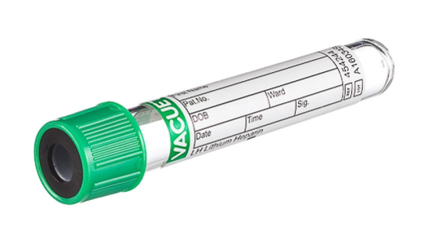 VACUETTE® TUBE 3 ml LH Lithium Heparin
13x75 green cap-black ring, non-ridged
