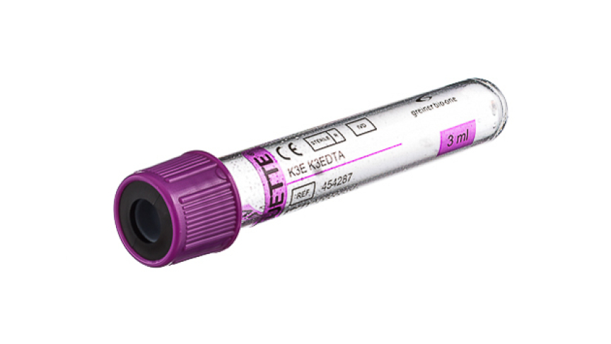 VACUETTE® TUBE 3 ml K3E K3EDTA
13x75 lavender cap-black ring, transparent label, non-ridged