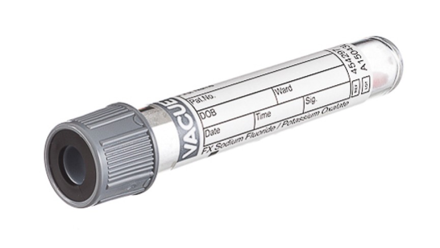 VACUETTE® TUBE 4 ml FX Sodium Fluoride / Potassium Oxalate
13x75 grey cap-black ring, non-ridged