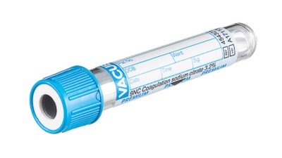 VACUETTE® TUBE 2 ml 9NC Coagulation sodium citrate 3.2%
13x75 blue cap-white ring, sandwich tube, PREMIUM