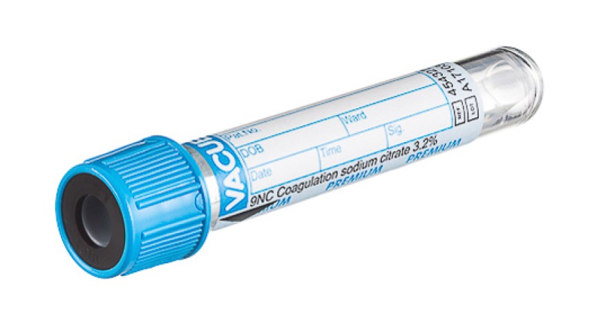 VACUETTE® TUBE 3.5 ml 9NC Coagulation sodium citrate 3.2%
13x75 blue cap-black ring, sandwich tube, PREMIUM