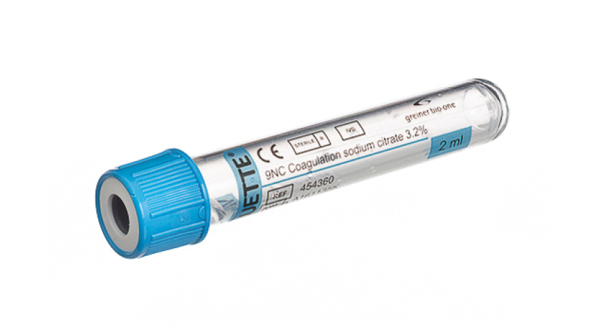VACUETTE® TUBE 2 ml 9NC Coagulation sodium citrate 3.2%
13x75 blue cap-white ring, sandwich tube, transparent label, non-ridged
