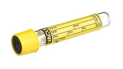 VACUETTE® TUBE 4 ml Urine CCM
13x75 yellow cap-black ring, Round Base, non-ridged