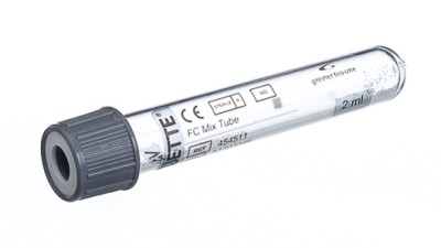 VACUETTE® FC Mix TUBE 2 ml
13x75 grey cap-white ring, transparent label, non-ridged