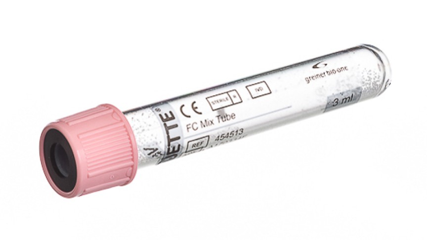 VACUETTE® FC Mix TUBE 3 ml
13x75 pink cap-black ring, transparent label, non-ridged