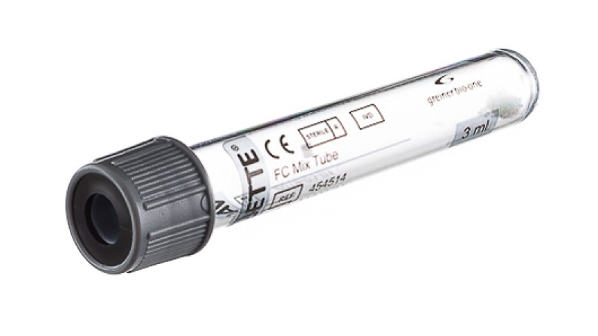 VACUETTE® FC Mix TUBE 3 ml
13x75 grey cap-black ring, transparent label, non-ridged