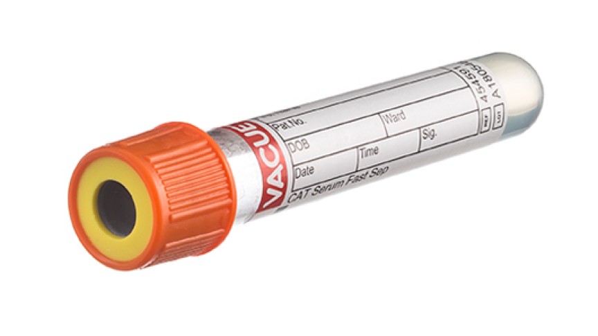 VACUETTE® TUBE 3.5 ml CAT Serum Fast Separator
13x75 orange cap-yellow ring, non-ridged