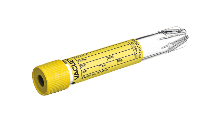 VACUETTE® TUBE 9 ml Z Urine No Additive
16x100 yellow cap-yellow ring, Conical Base, non-ridged