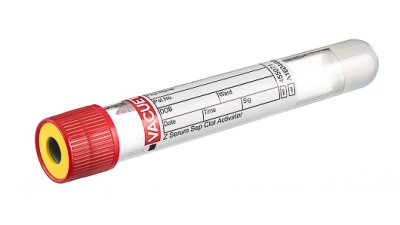 VACUETTE® TUBE 8 ml CAT Serum Separator Clot Activator
16x100 red cap-yellow ring, non-ridged