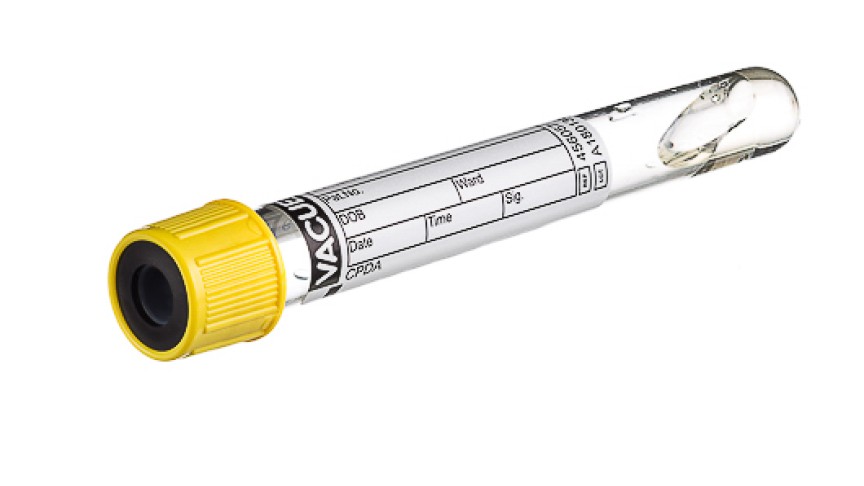 VACUETTE® TUBE 6 ml CPDA
13x100 yellow cap-black ring, non-ridged