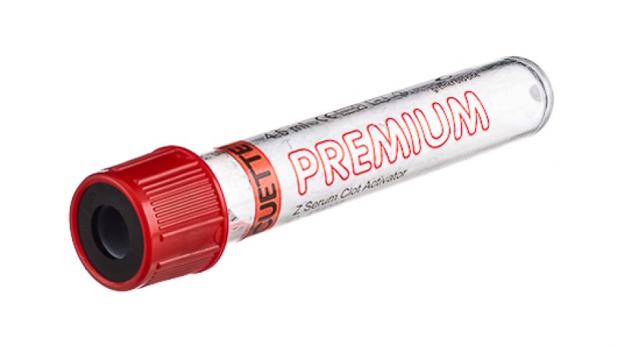 VACUETTE® TUBE 4.5 ml CAT Serum Clot Activator
13x75 red cap-black ring, transparent label, PREMIUM