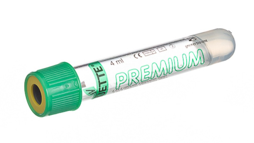 VACUETTE® TUBE 3.5 ml LH Lithium Heparin Separator
13x75 green cap-yellow ring, transparent label, PREMIUM