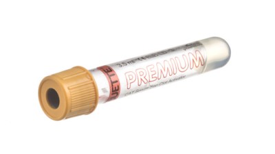 VACUETTE® TUBE 3.5 ml CAT Serum Separator Clot Activator
13x75 gold cap-gold ring, transparent label, PREMIUM