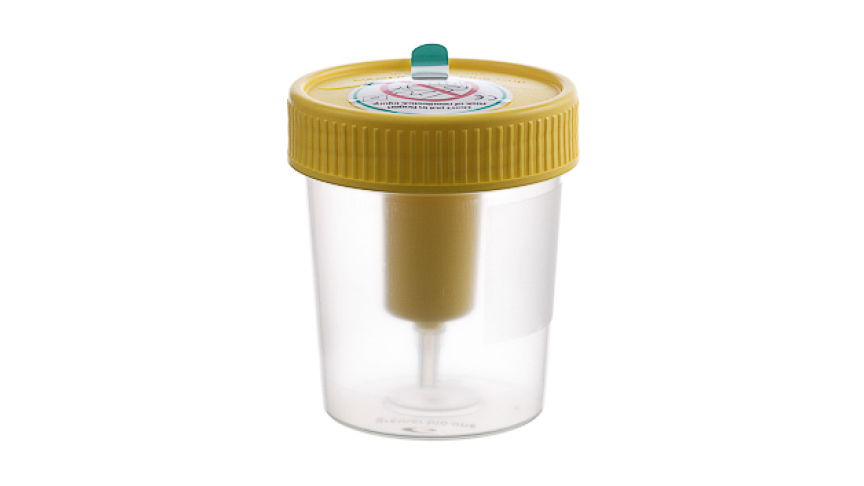 Urine Beaker with integrated Transfer Device 100 ml, yellow lid
single-packed, sterile