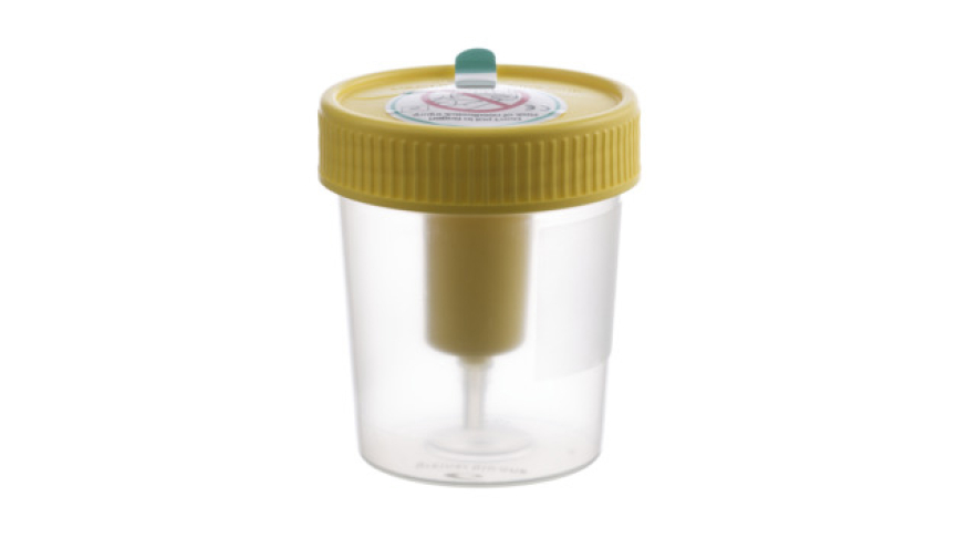 Urine Beaker with integrated Transfer Device 100 ml, yellow lid
5 pcs./bag, sterile