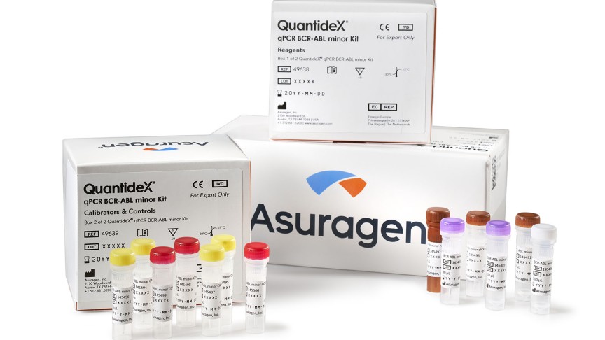 BCR-ABL1 и ABL1 - QuantideX® qPCR BCR-ABL IS transcript analysis kit for monitoring chronic myeloid leukemia, Asuragen, USA.